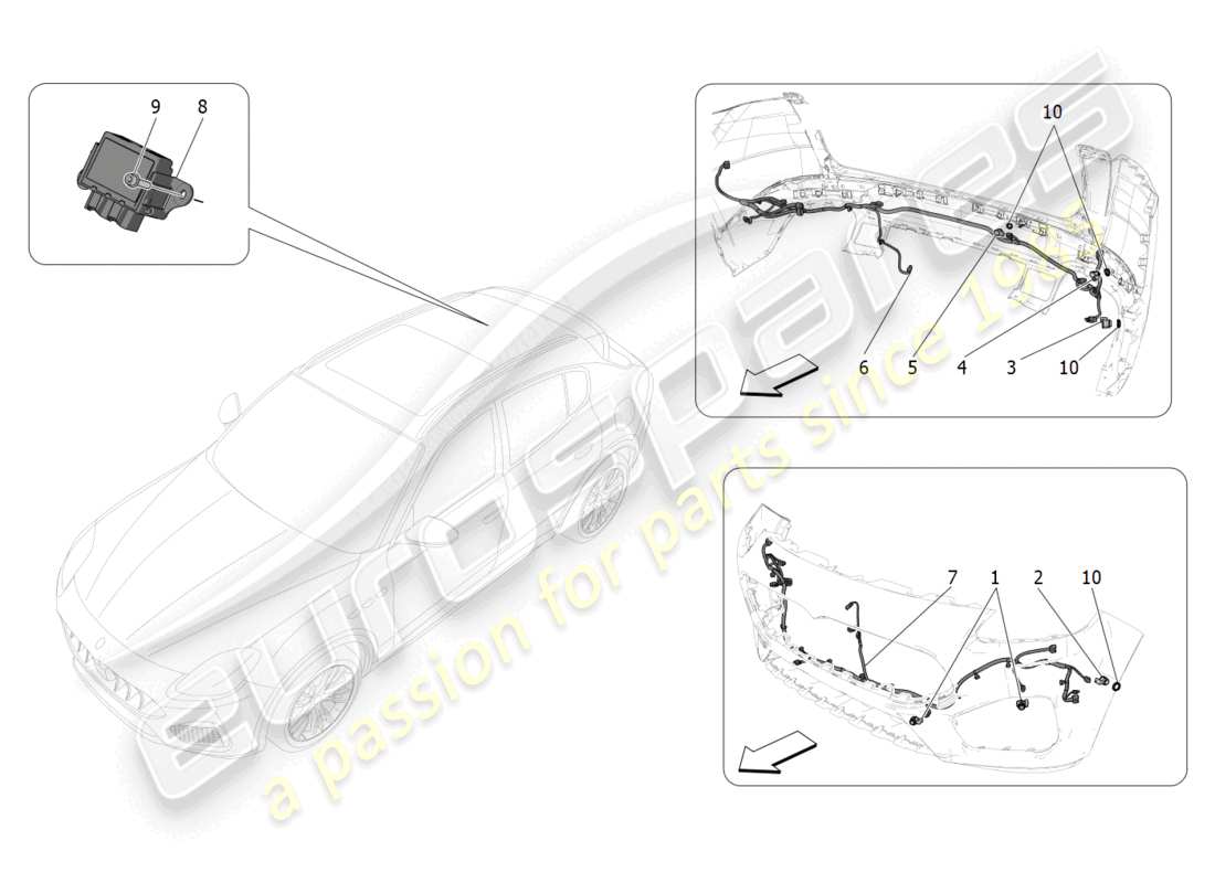 maserati grecale trofeo (2023) capteurs de stationnement schéma des pièces
