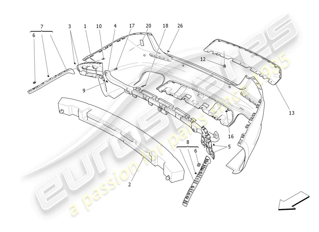 maserati ghibli fragment (2022) pare-chocs arrière schéma des pièces