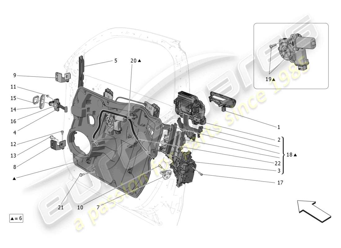 maserati grecale trofeo (2023) portes d'entrée : schéma des pièces des mécanismes