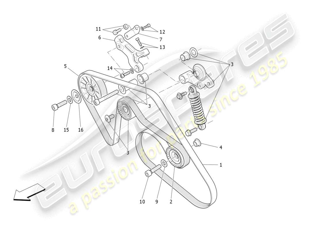 maserati levante gts (2020) ceintures de dispositifs auxiliaires schéma des pièces