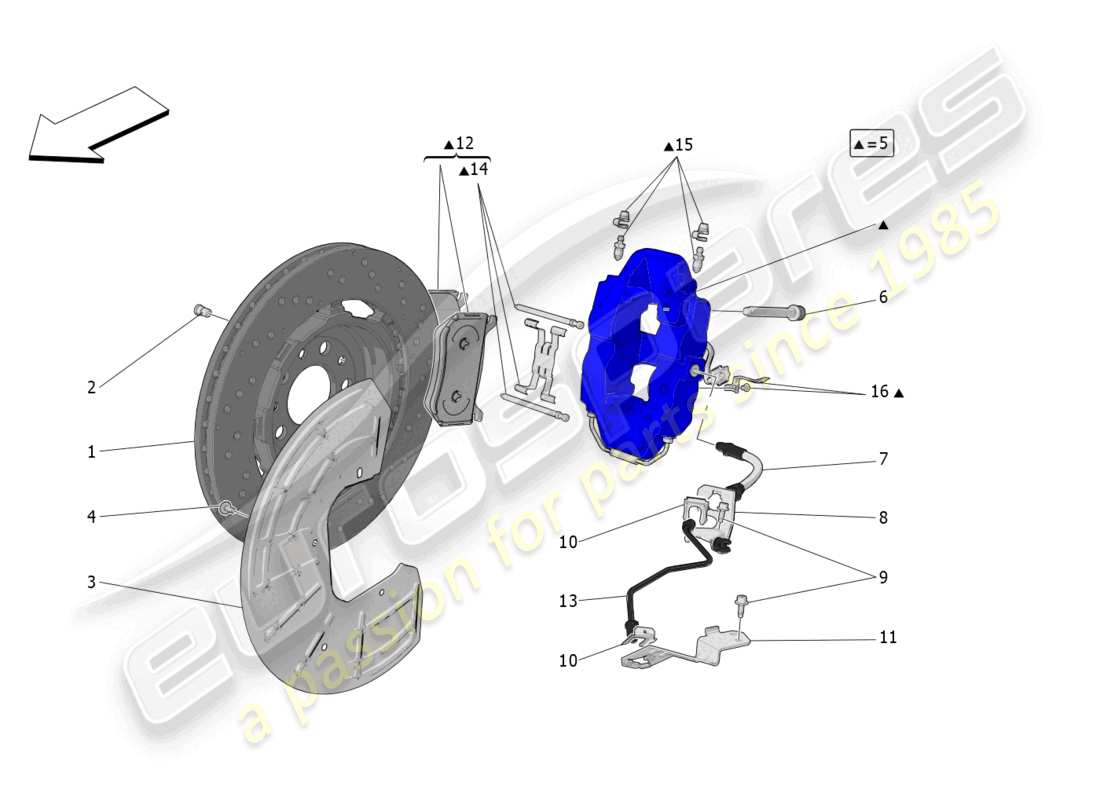 maserati grecale trofeo (2023) schéma des pièces des dispositifs de freinage sur les roues arrière