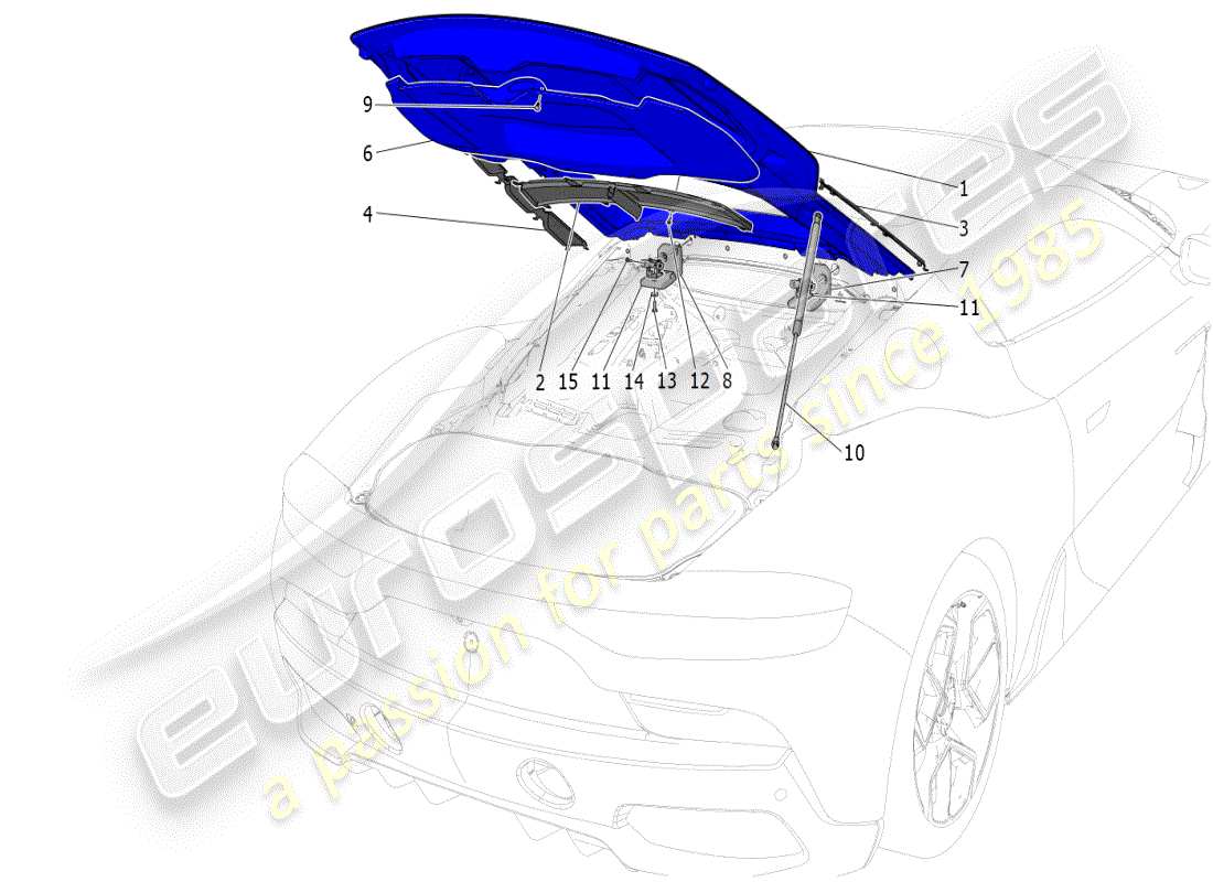 maserati mc20 (2024) couvercle arrière schéma des pièces