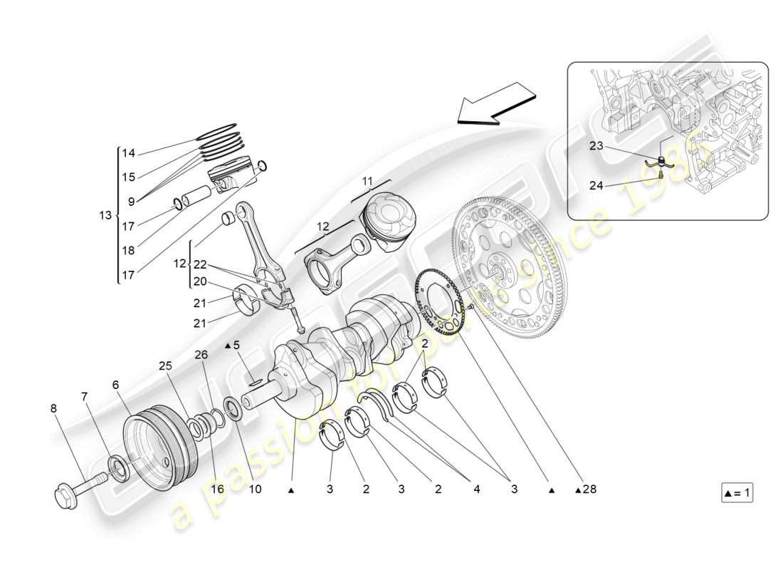 maserati levante modena (2022) mécanisme à manivelle schéma des pièces
