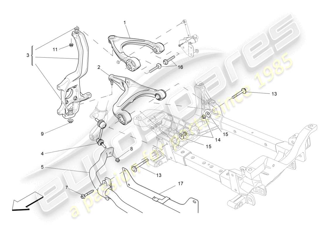 maserati levante modena (2022) schéma des pièces de la suspension avant