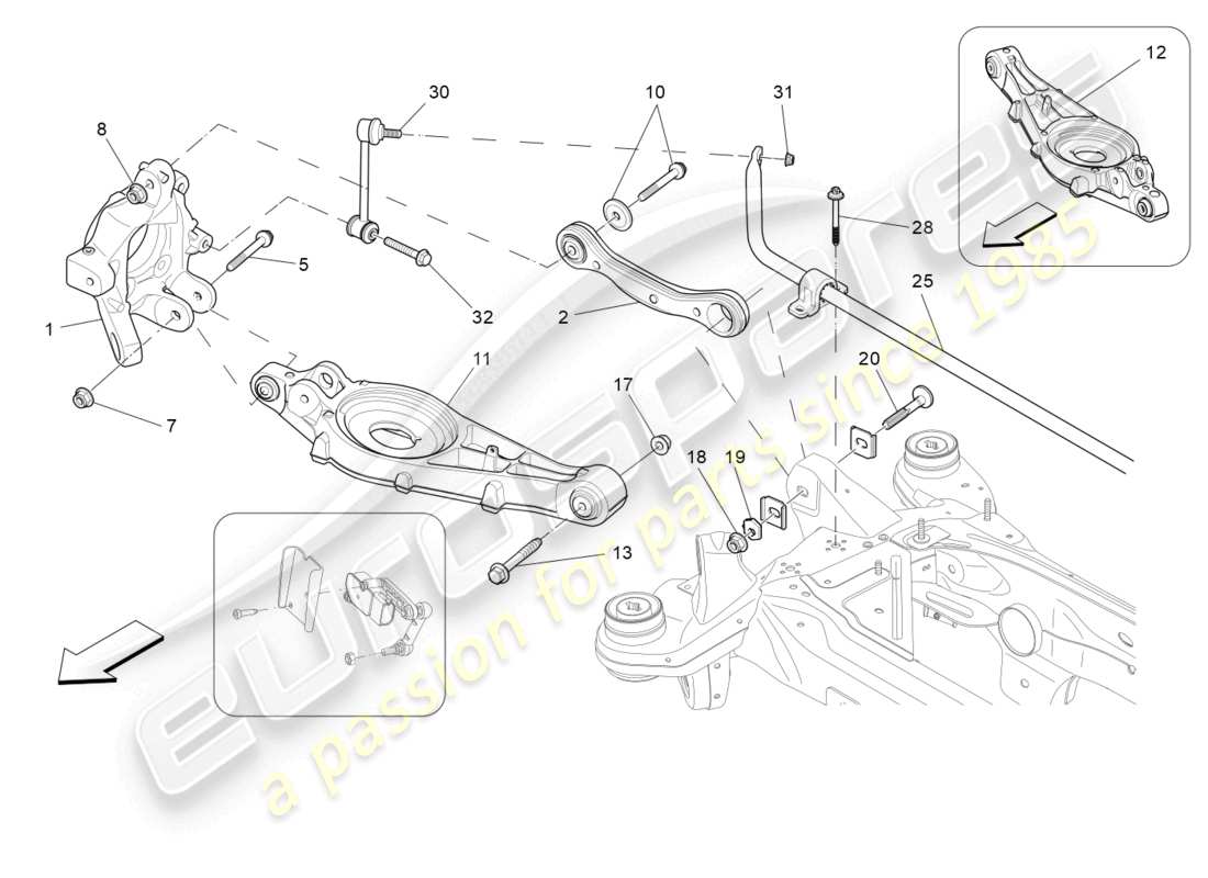 maserati levante modena (2022) schéma des pièces de la suspension arrière