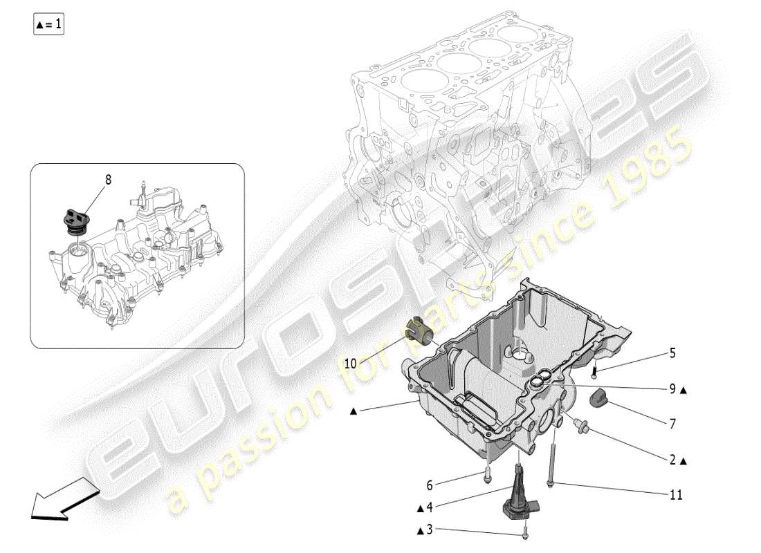 maserati grecale modena (2023) système de lubrification : schéma des circuits et des pièces de collecte
