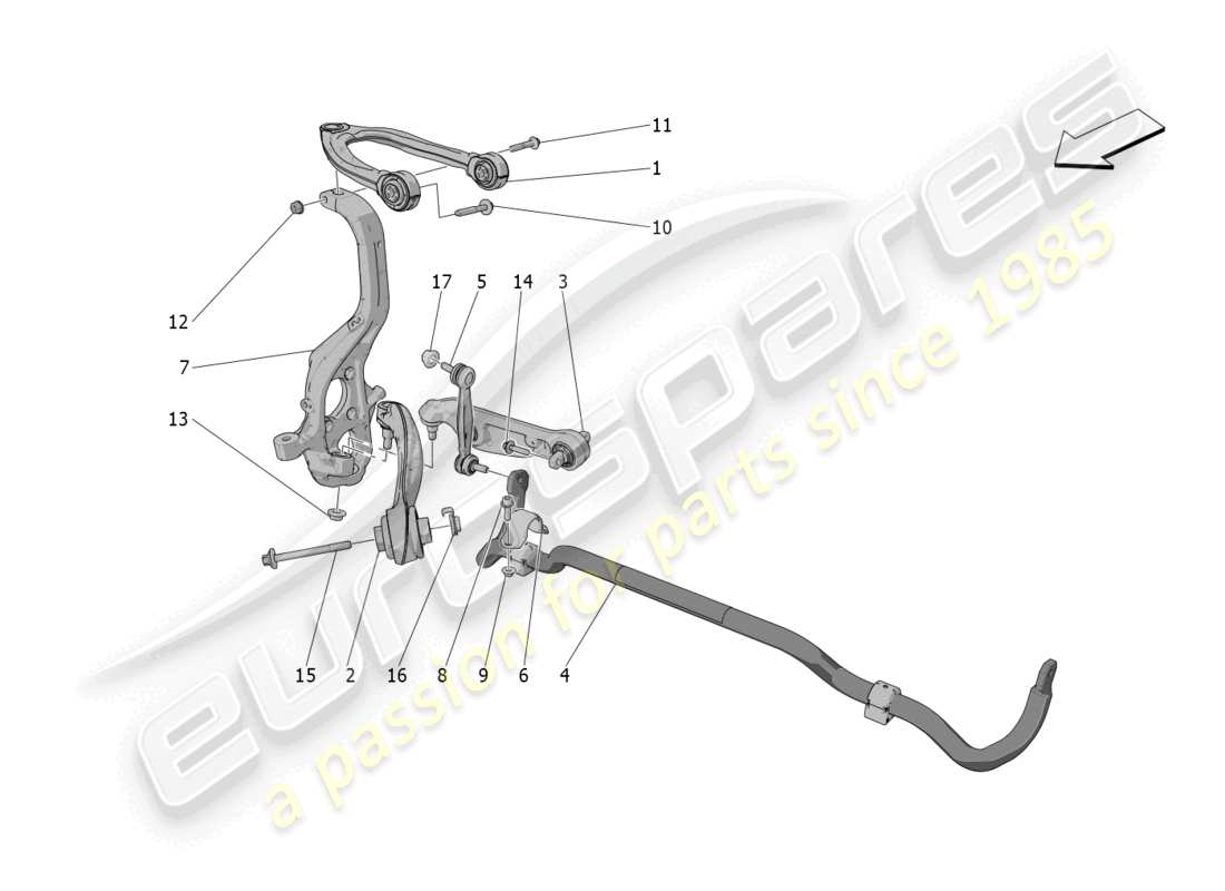 maserati grecale trofeo (2023) suspension avant schéma des pièces