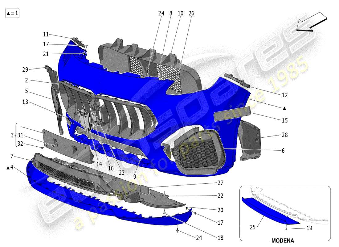 maserati grecale modena (2023) pare-chocs avant schéma des pièces