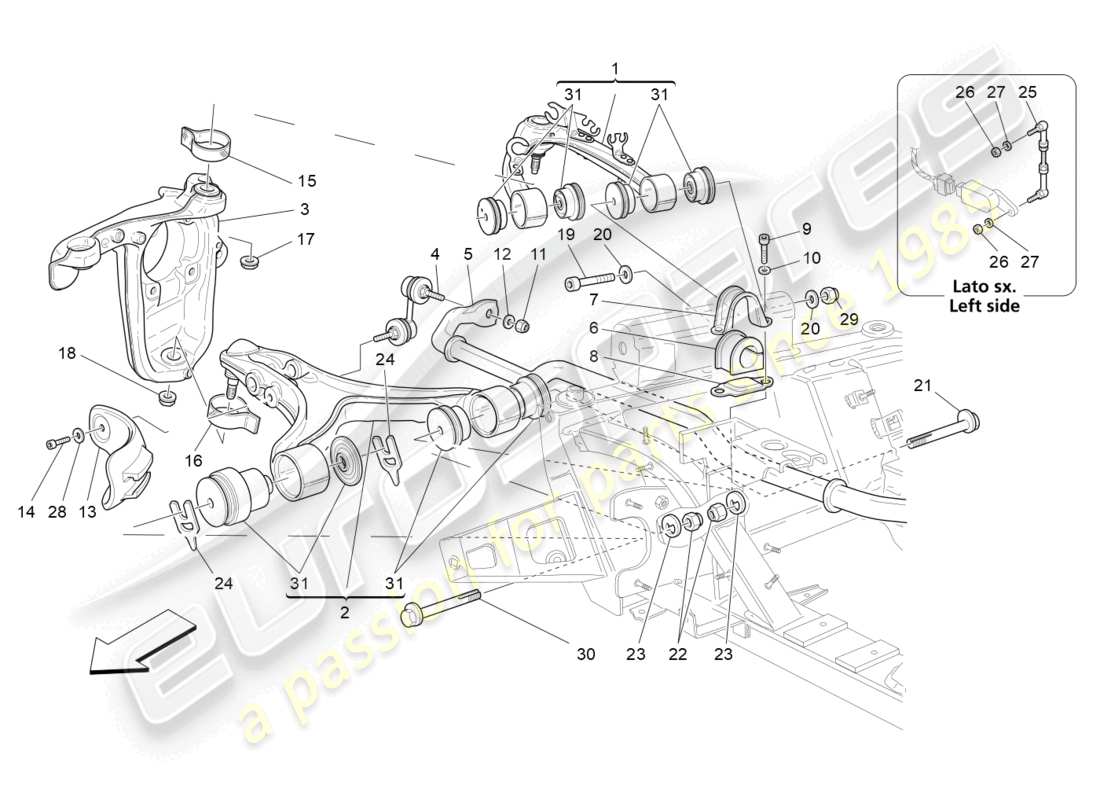 maserati grancabrio mc (2013) schéma des pièces de la suspension avant