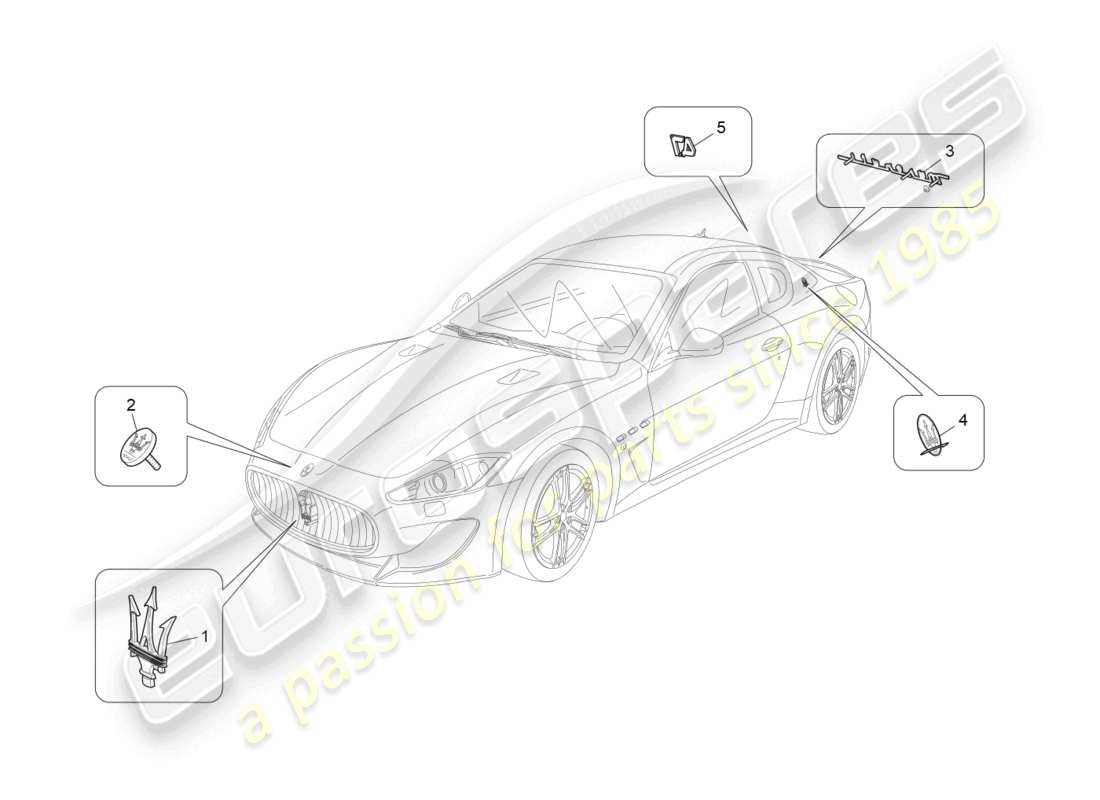 maserati granturismo mc stradale (2013) diagramme des pièces des garnitures, marques et symboles