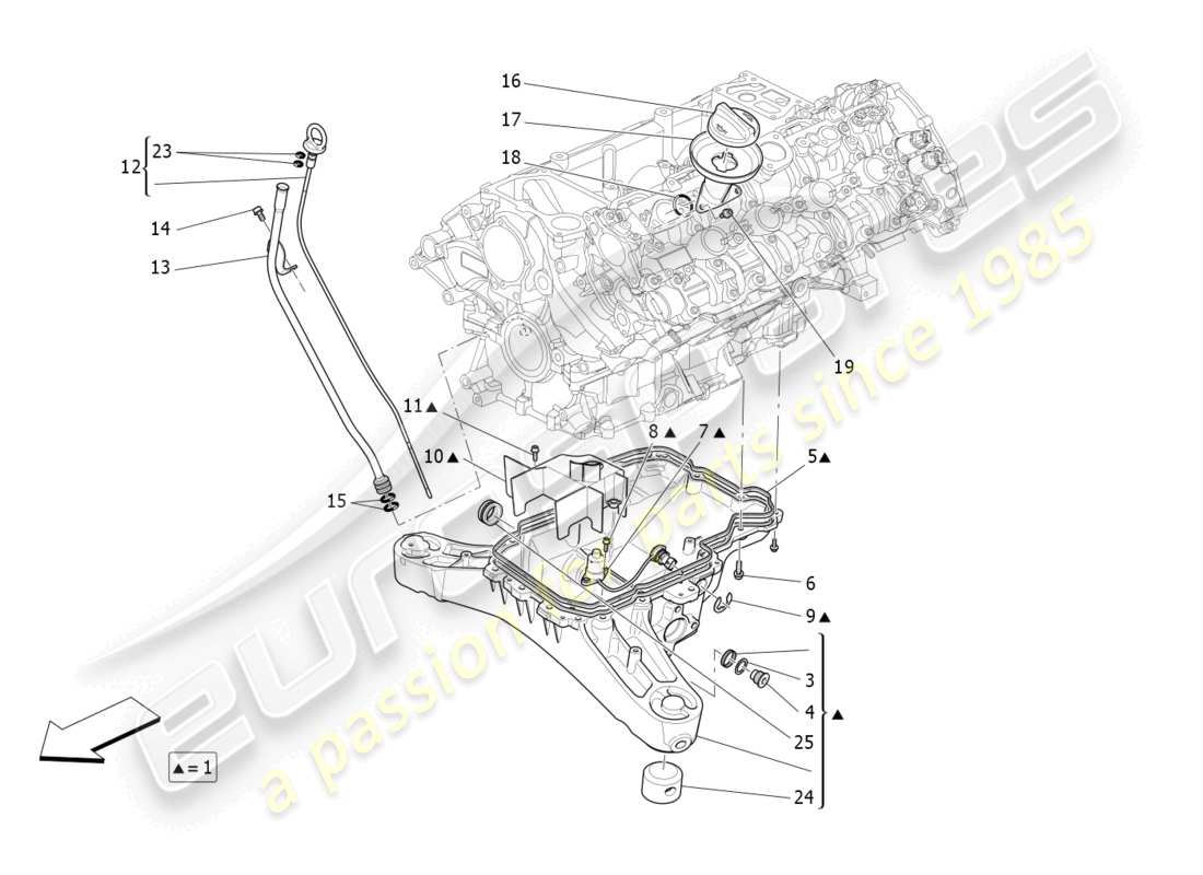 maserati levante gts (2020) système de lubrification : circuit et collecte schéma des pièces