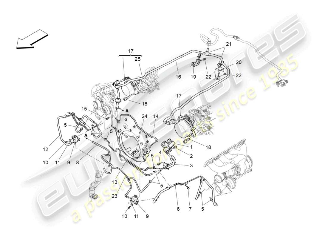 maserati levante trofeo (2020) schéma des pièces du système d'air supplémentaire