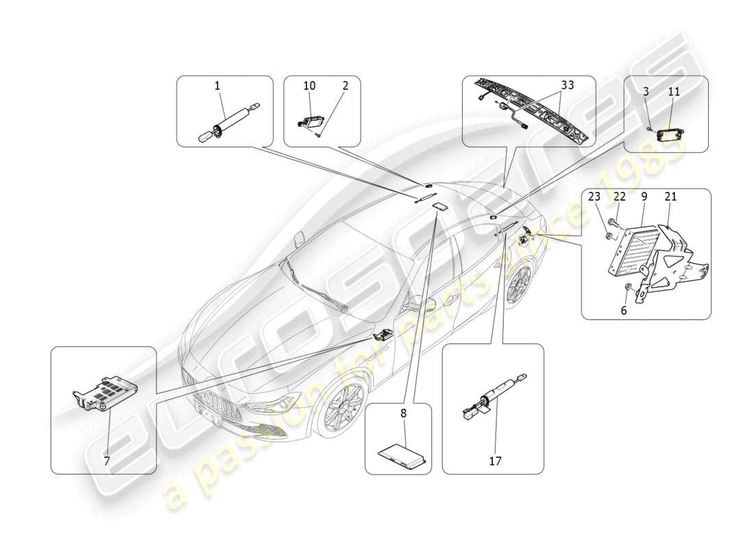 maserati ghibli (2015) diagramme des pièces du système informatique