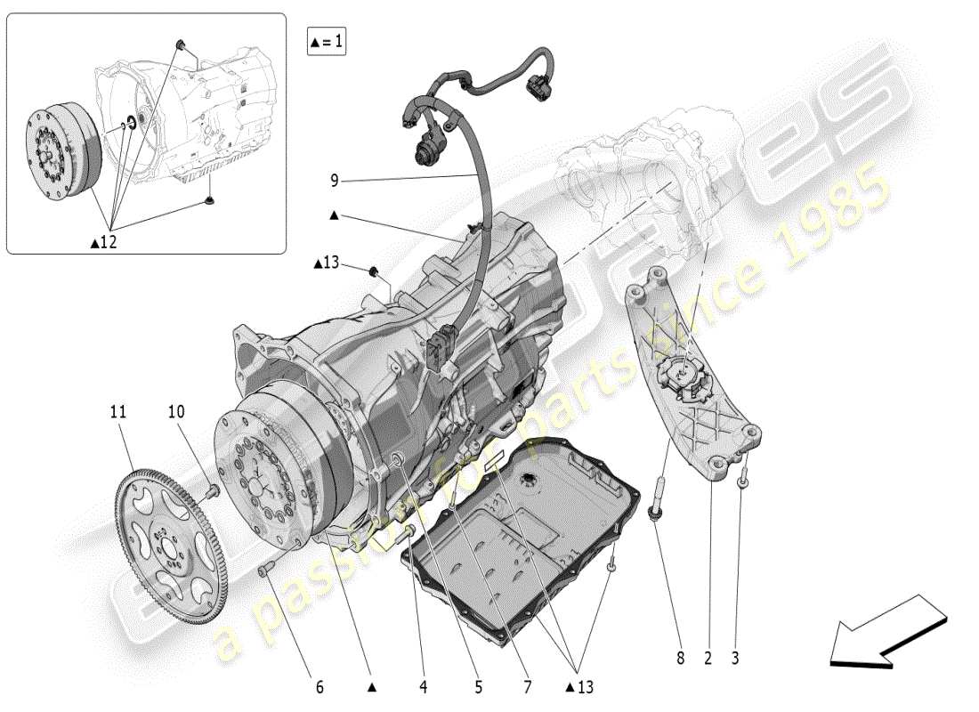 maserati grecale modena (2023) schéma des pièces des carters de boîte de vitesses
