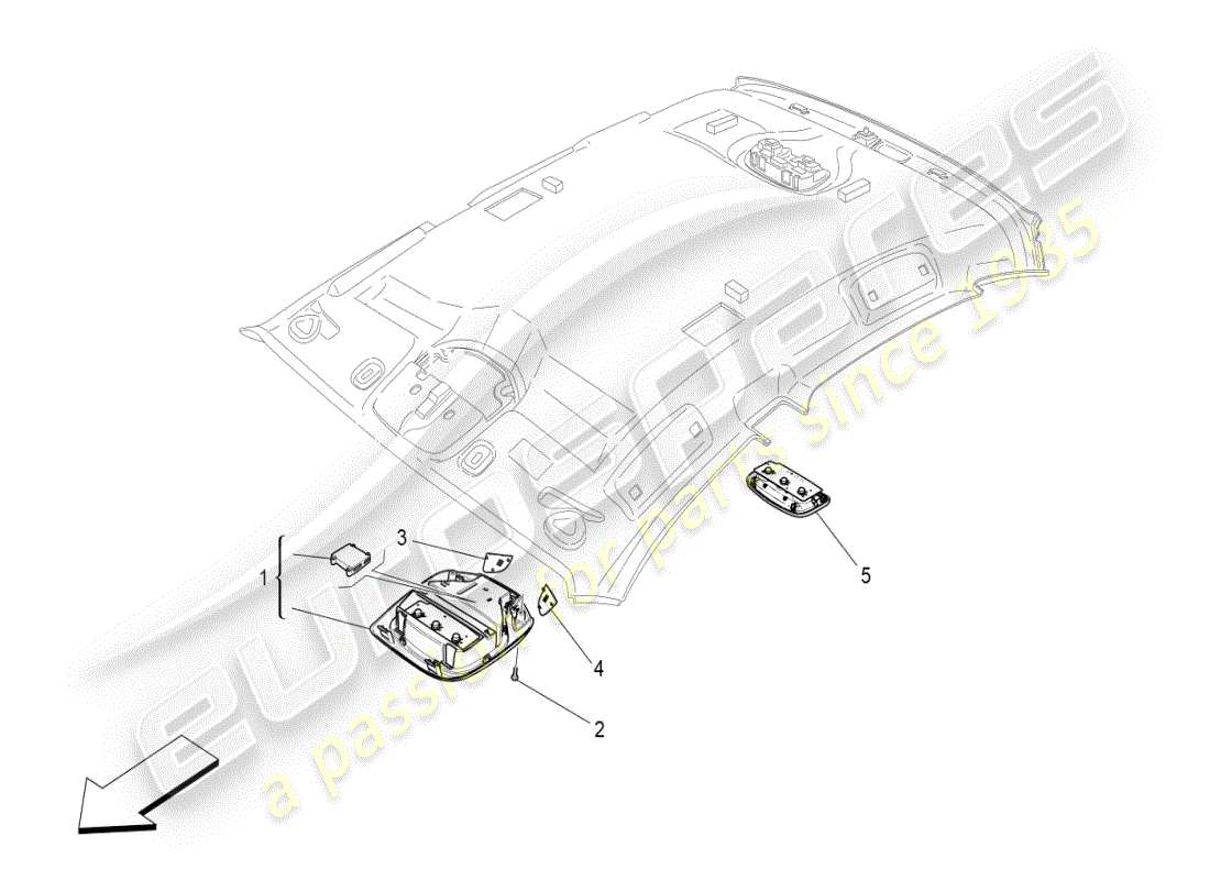maserati ghibli (2020) dispositifs internes du véhicule schéma des pièces