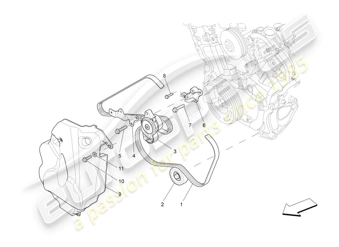 maserati ghibli (2016) ceintures de dispositifs auxiliaires schéma des pièces