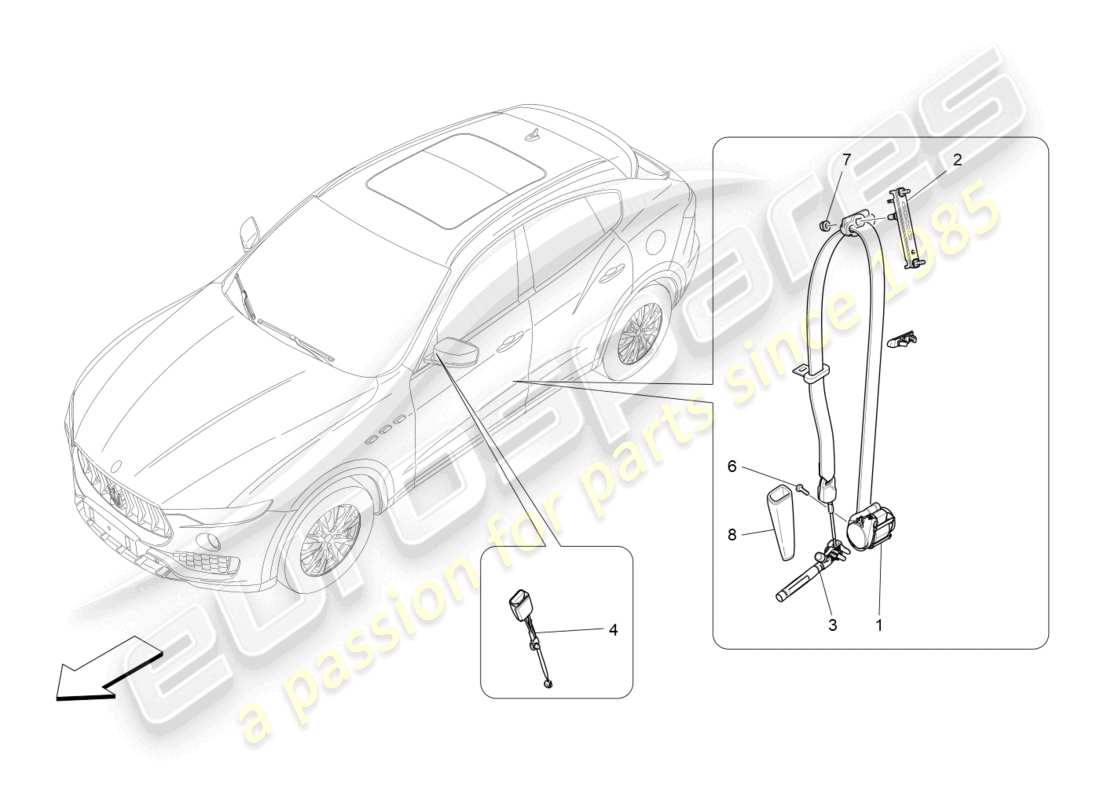 maserati levante modena (2022) ceintures de sécurité avant schéma des pièces