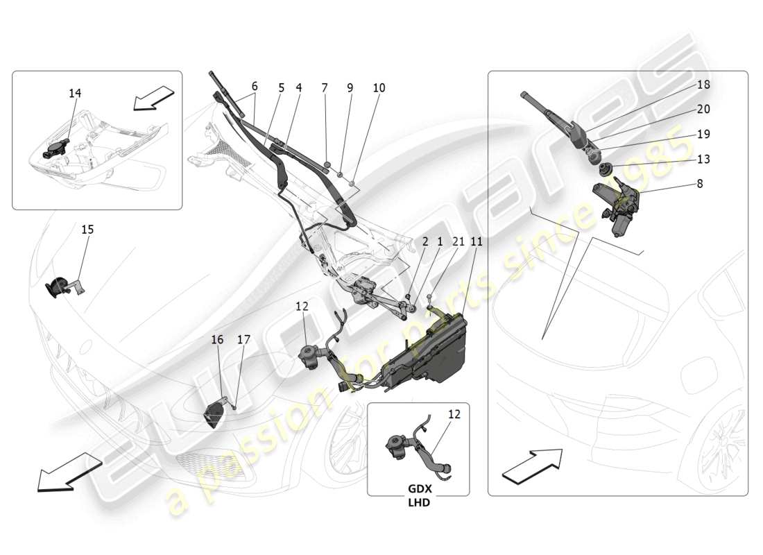 maserati grecale gt (2023) schéma des pièces des dispositifs externes du véhicule