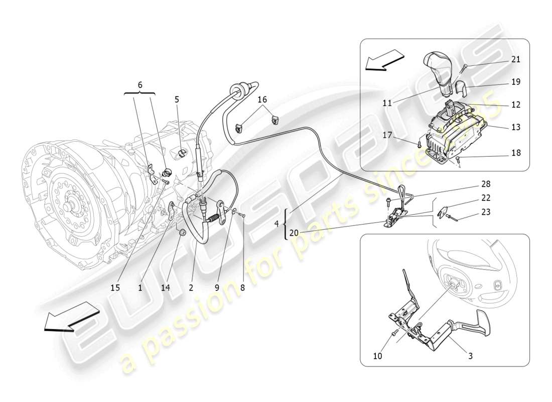 maserati ghibli (2015) commandes conducteur pour boîte de vitesses automatique schéma des pièces
