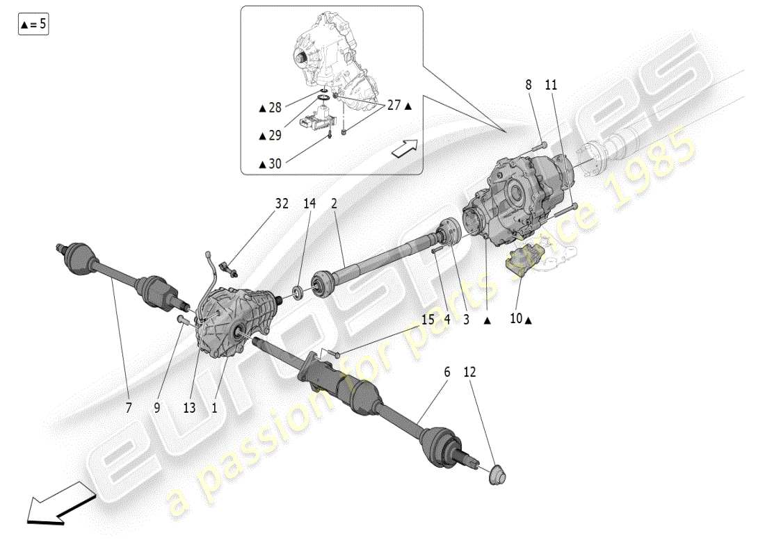 maserati grecale modena (2023) transmission des roues avants schéma des pièces