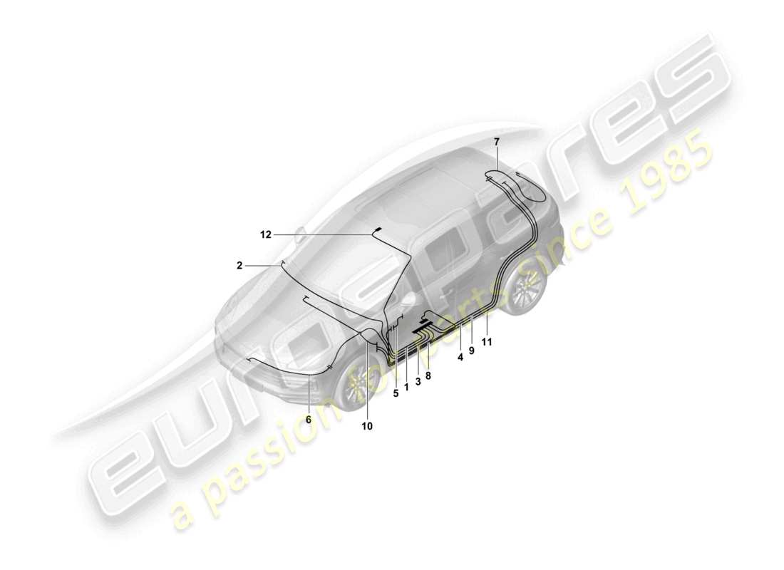 porsche 2021 (cayenne e3 9ya/9yb) schéma des pièces de la ligne de connexion aérienne