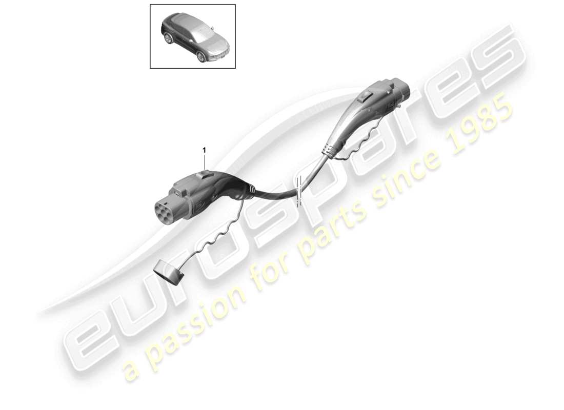 porsche 2021 (cayenne e3 9ya/9yb) câble de charge pour borne de recharge publique schéma des pièces