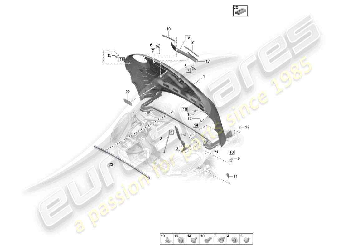 porsche 2021 (macan) diagramme de pièce de capot