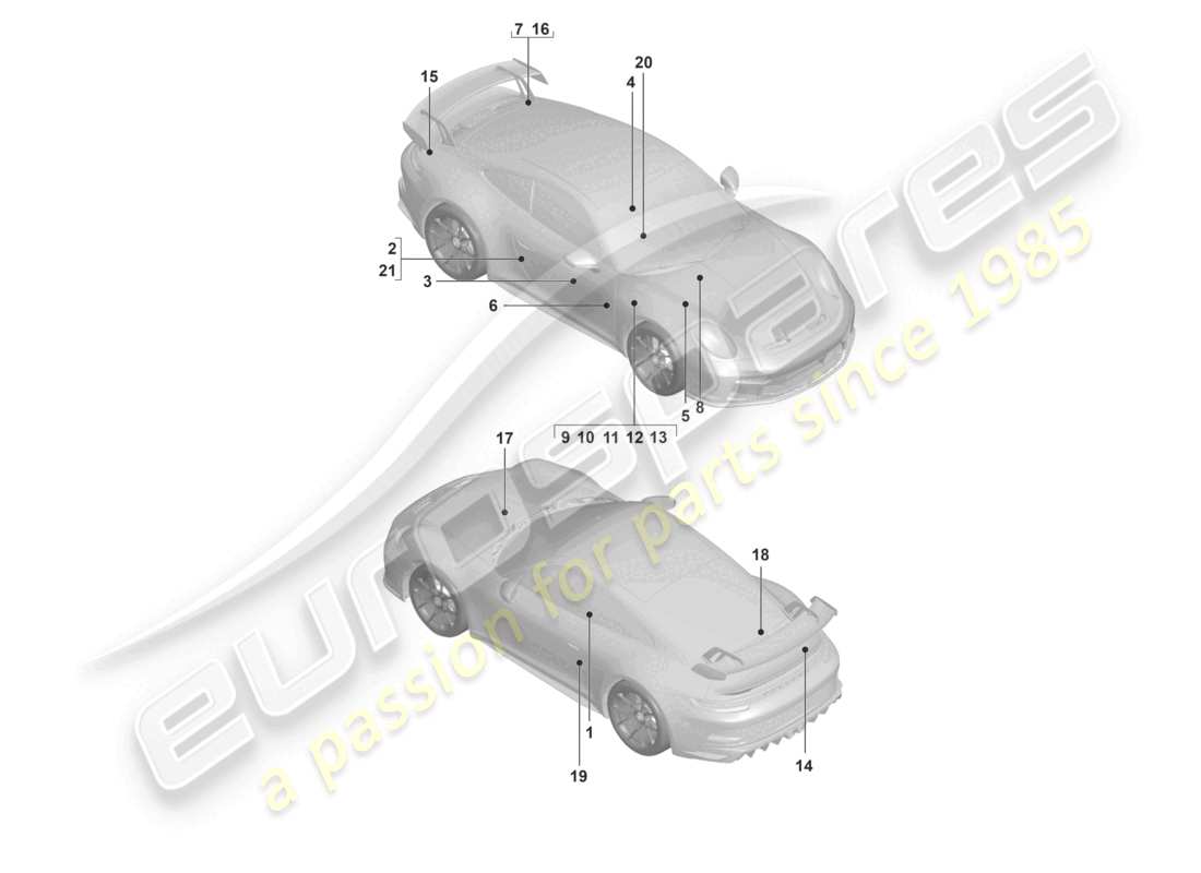 porsche 2023 (992-1 gt3/rs/st) signes/avis schéma des pièces