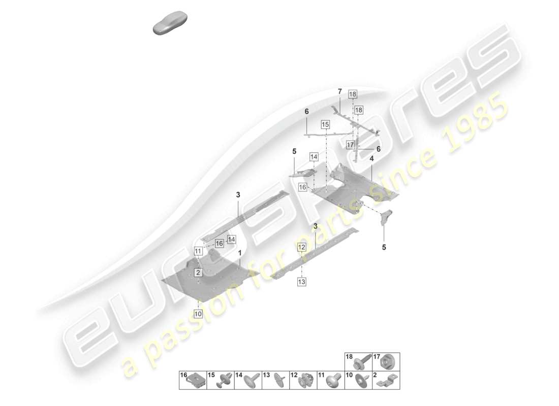 porsche 2022 (taycan 9j1-1) garniture de sous-casse schéma des pièces