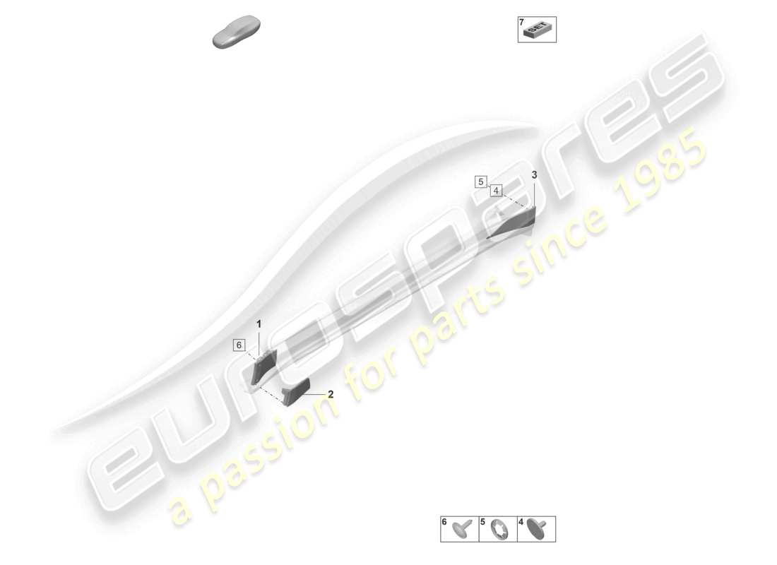 porsche 2022 (taycan 9j1-1) schéma des pièces du seuil de spoiler