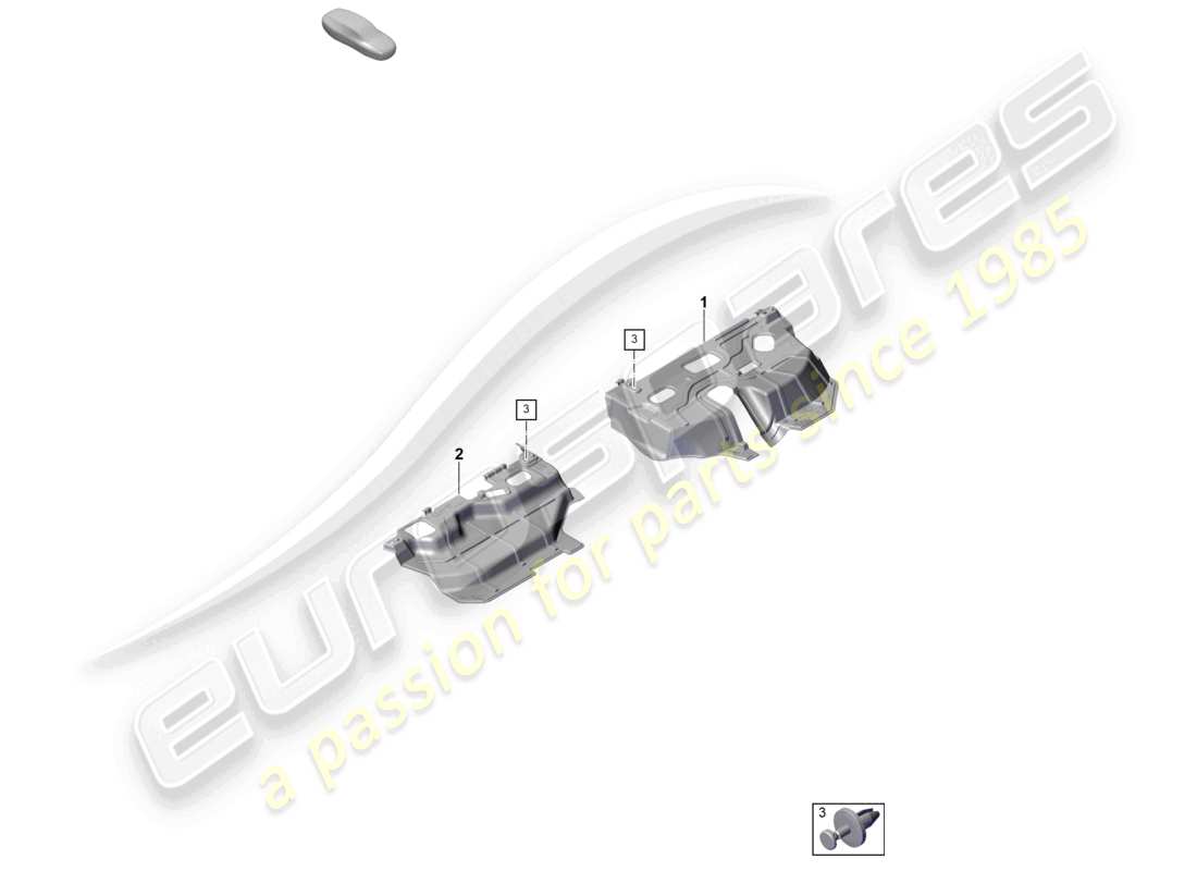 porsche 2022 (taycan 9j1-1) schéma des pièces du plancher de la plaque d'insonorisation