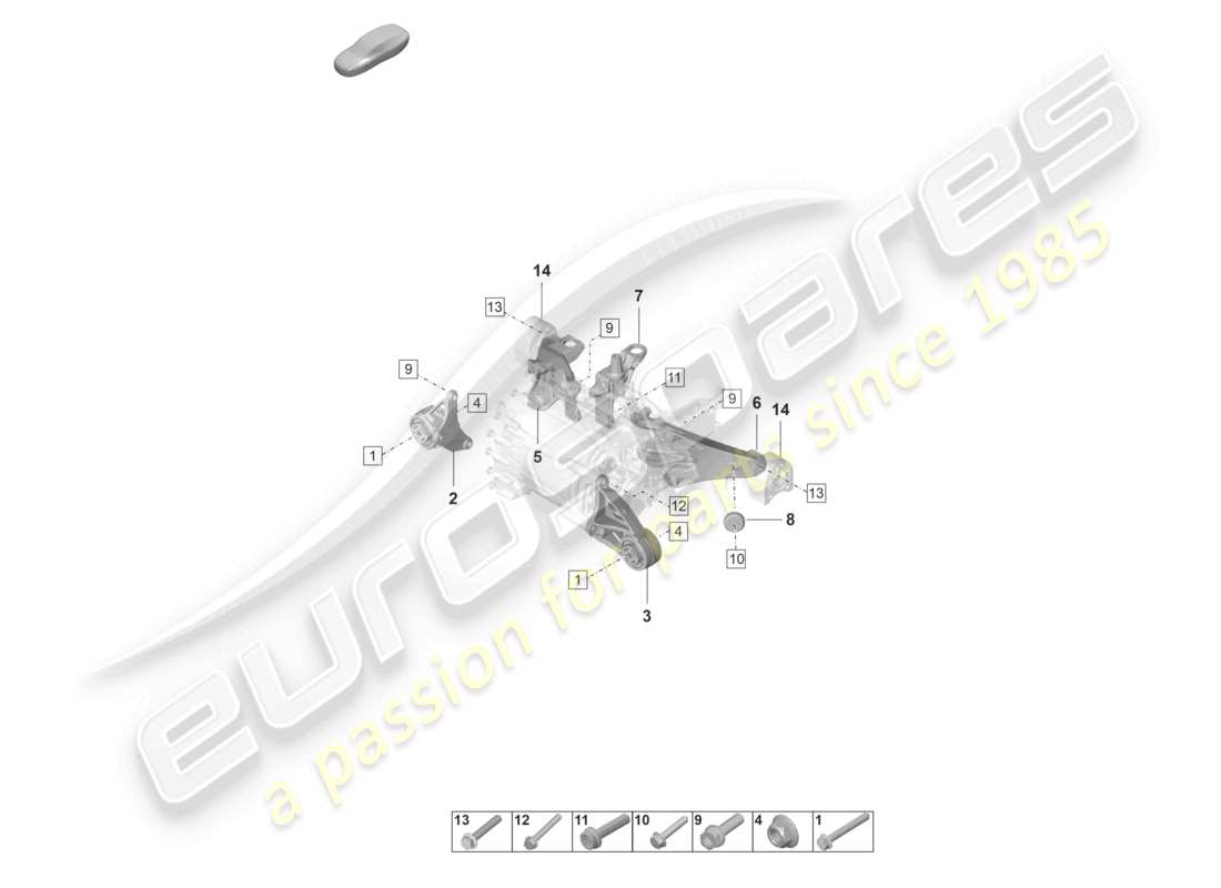 porsche 2022 (taycan 9j1-1) dispositif de levage du moteur essieu avant schéma des pièces