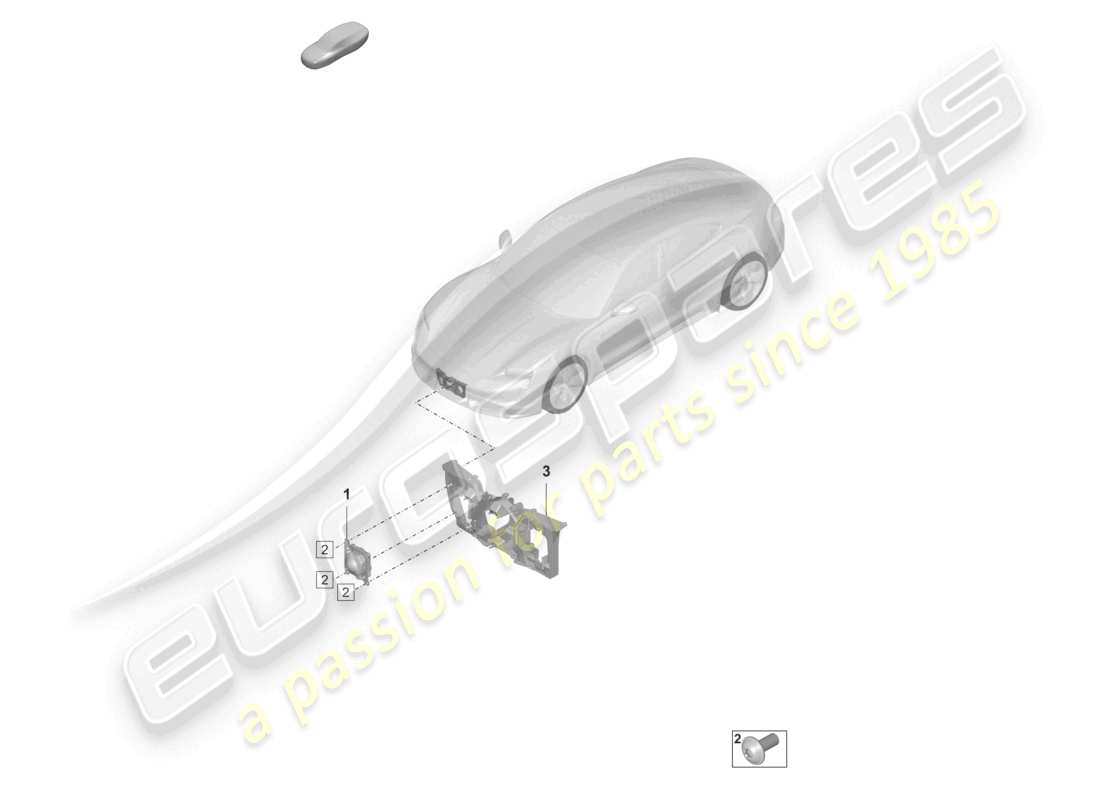 porsche 2022 (taycan 9j1-1) schéma des pièces du capteur radar du système d'assistance à la conduite