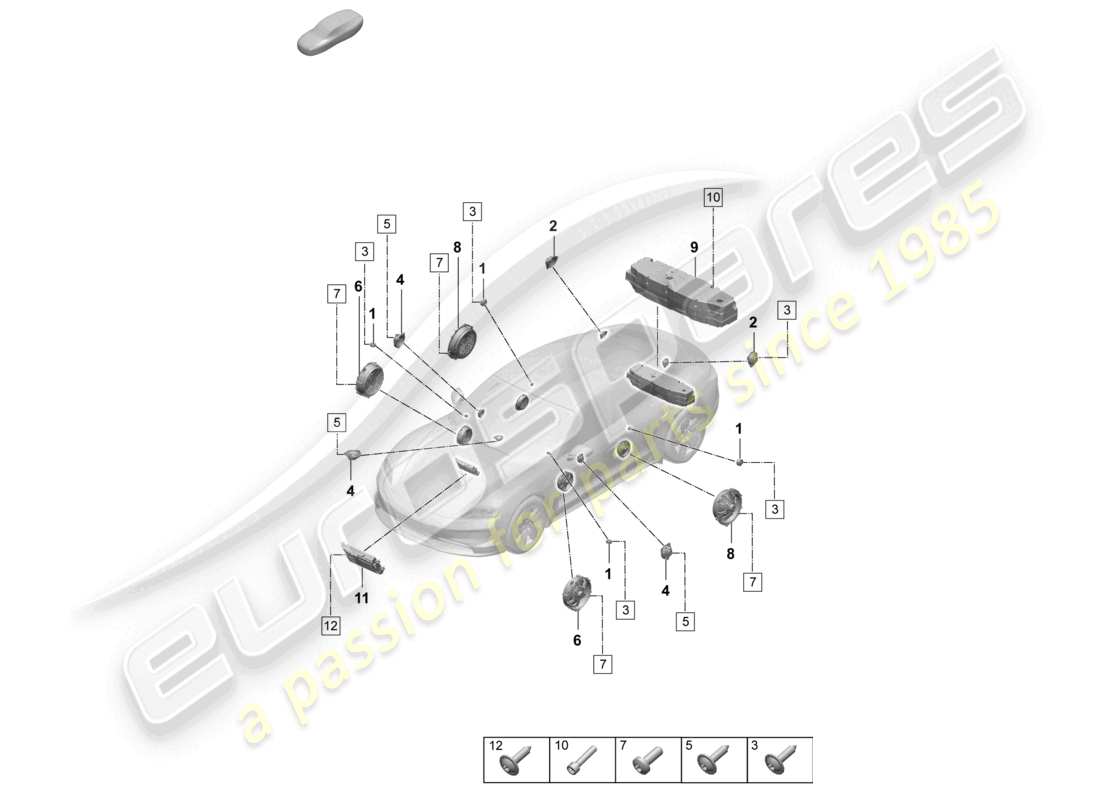 porsche 2025 (taycan 9j1-2) schéma des pièces de rechange pour haut-parleur haut de gamme