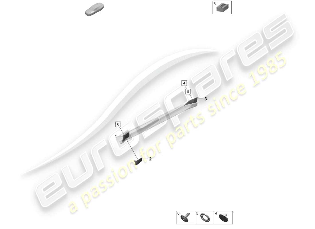 porsche 2025 (taycan 9j1-2) schéma des pièces du seuil de spoiler