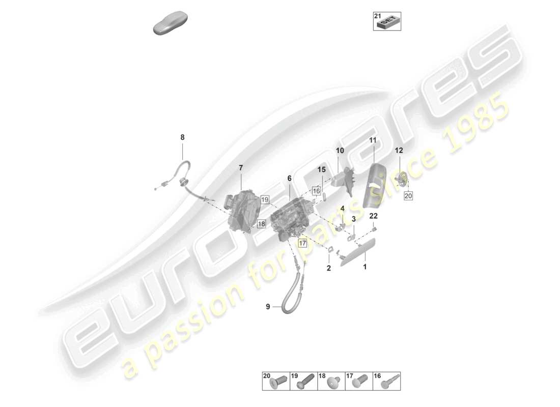porsche 2021 (taycan 9j1-1) poignées de porte avant serrure de porte schéma des pièces