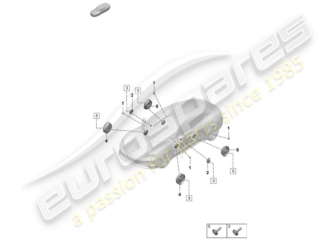 porsche 2025 (taycan 9j1-2) haut-parleur de base schéma des pièces