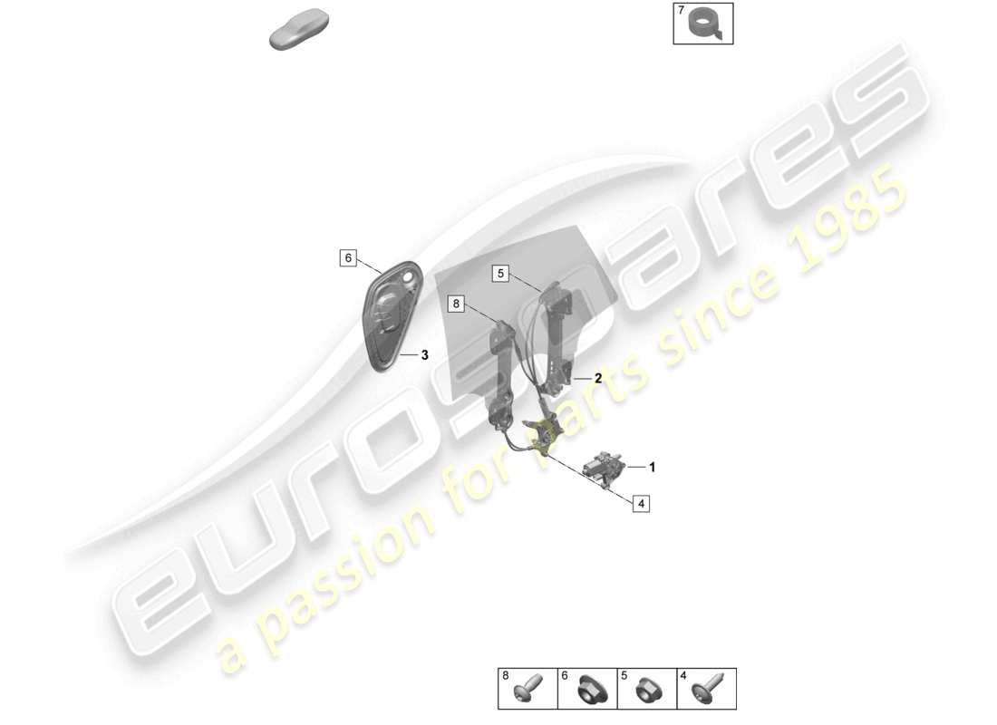 porsche 2025 (taycan 9j1-2) lève-vitre arrière moteur de lève-vitre accessoires diagramme des pièces