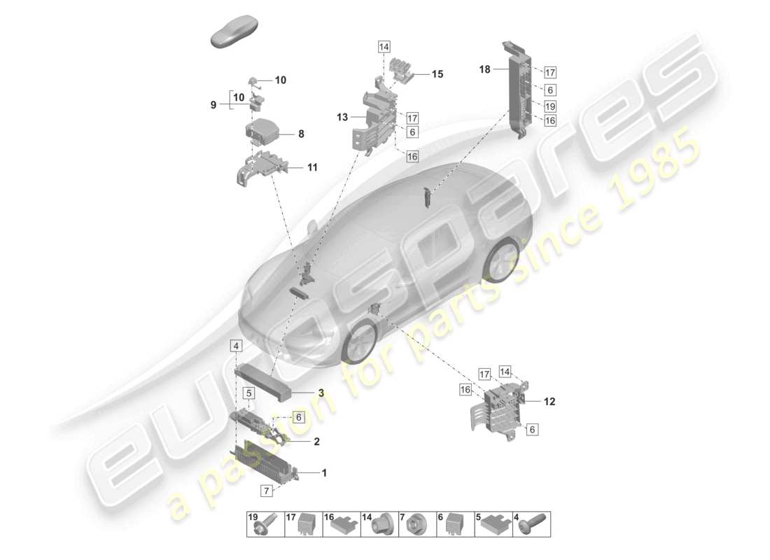 porsche 2020 (taycan 9j1-1) électricité centrale schéma des pièces