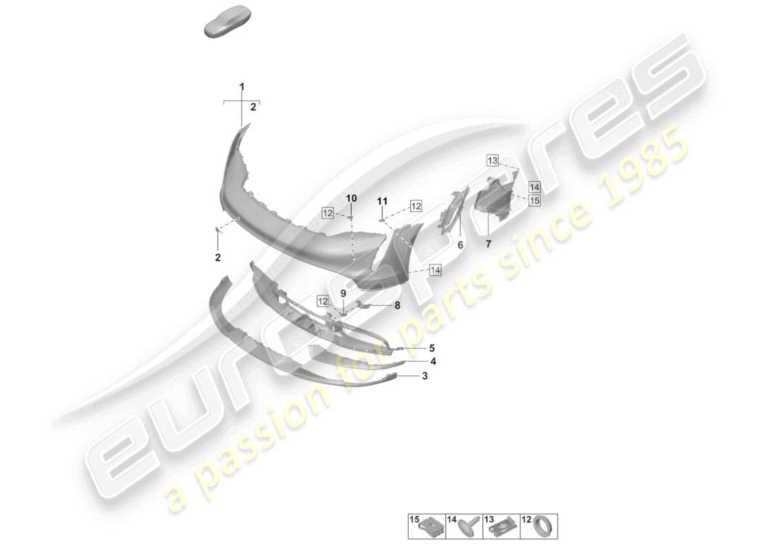 porsche 2022 (taycan 9j1-1) pare-chocs avant pack sport design schéma des pièces