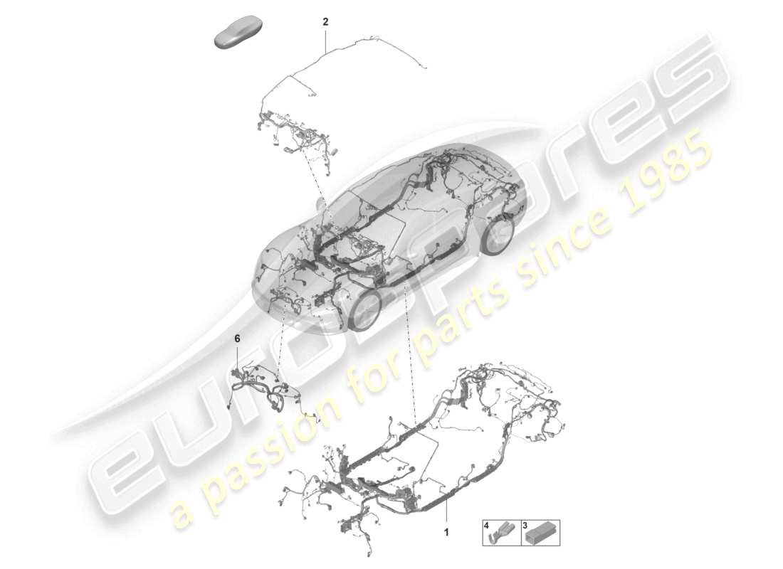 porsche 2021 (taycan 9j1-1) faisceau de câbles tableau de bord habitacle schéma des pièces