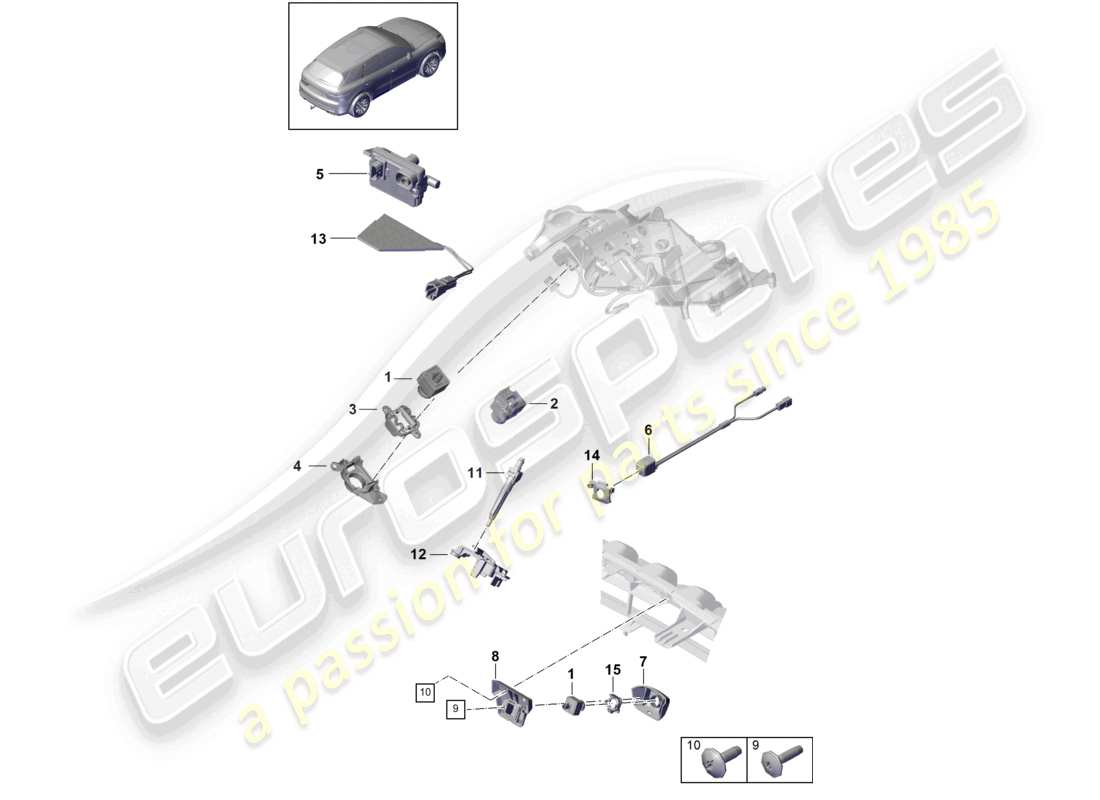 porsche 2024 (cayenne e3 9ya/9yb) schéma des pièces de la caméra