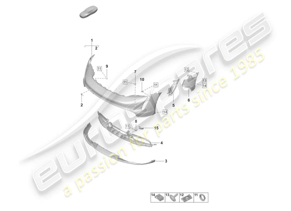porsche 2022 (taycan 9j1-1) pare-chocs avant pour variante d'équipement : de base schéma des pièces