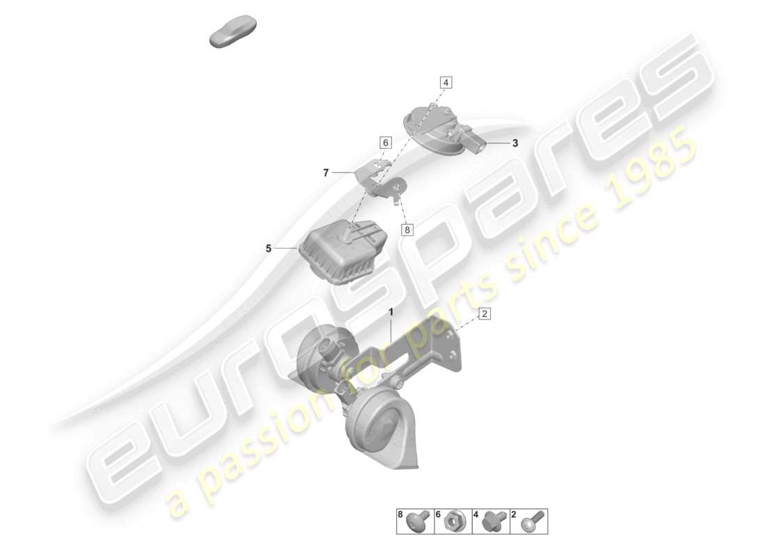 porsche 2022 (taycan 9j1-1) diagramme des pièces du système d'alarme à klaxon fanfare signal
