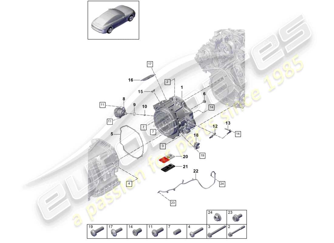 porsche 2021 (panamera 971-1) moteur de traction pour élect. diagramme des pièces d'entraînement