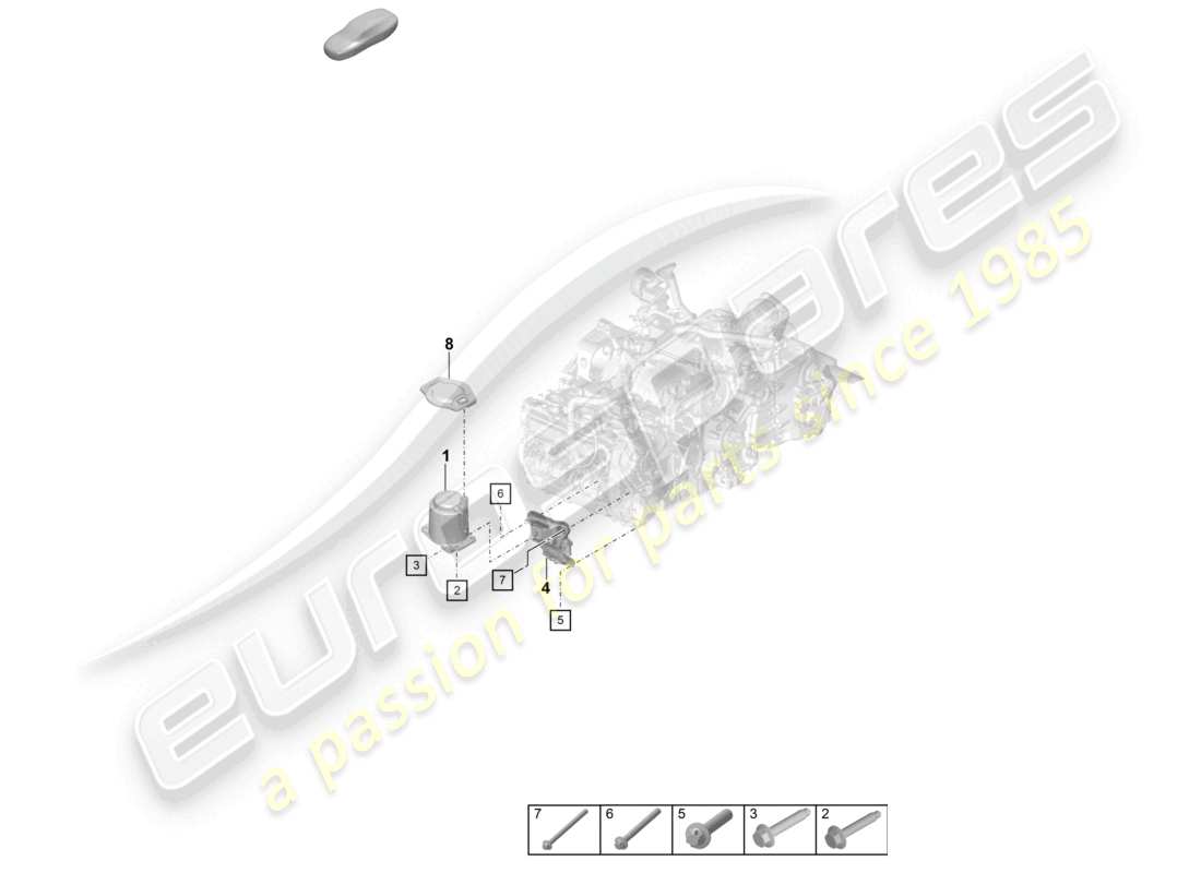 porsche 2025 (992-2 turbo / s) attaque de levage du moteur schéma des pièces