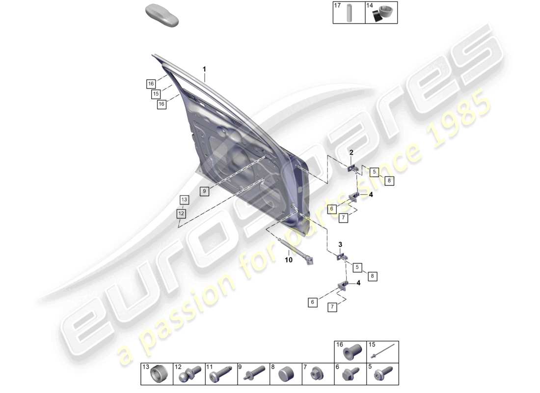 porsche 2024 (panamera 976) schéma des pièces des accessoires de la coque de porte avant