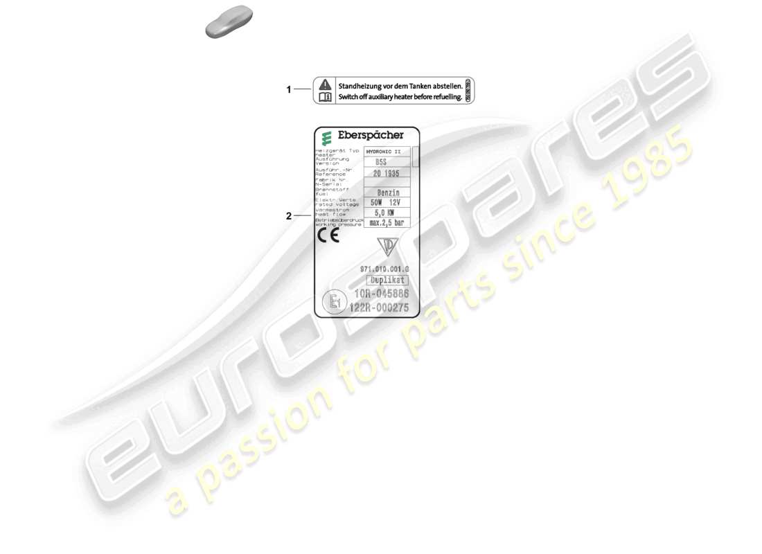 porsche 2024 (panamera 976) panneaux/avis schéma des pièces du chauffage auxiliaire