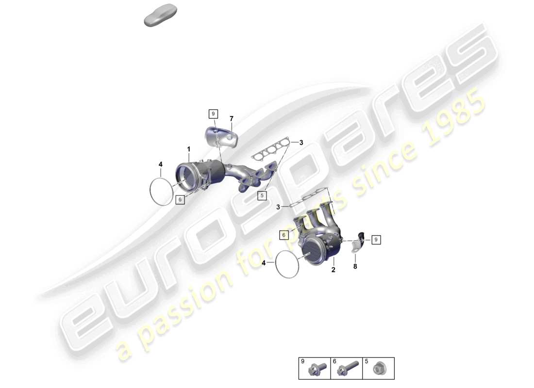 porsche 2021 (992-1 gt3/rs/st) collecteurs d'échappement schéma des pièces