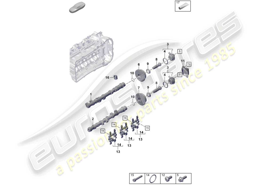 porsche 2022 (992-1 gt3/rs/st) diagramme des pièces de l'unité de réglage de l'arbre à cames